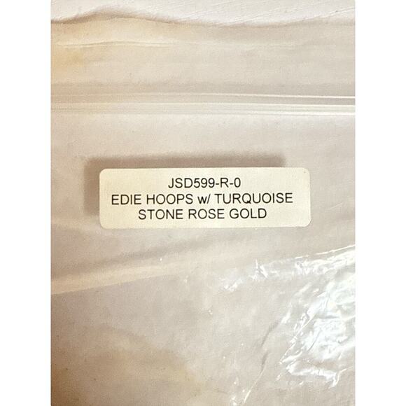 Jules Smith Women's Edie Hoops with Turquoise Stone Rose Gold Earrings 3” NWOT - Picture 3 of 3